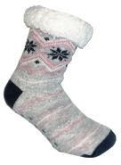 Homesocks dames 36-40 grijs/rose 1pr #