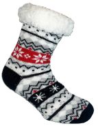 Homesocks dames 36-40 grijs/zwart/rood 1pr #