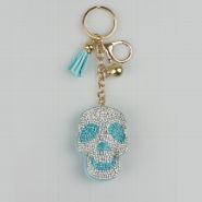 Sleutelhanger 0006-0014 Glitter doodshoofd blauw #