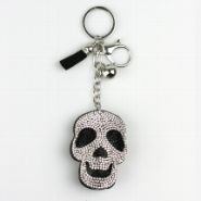 Sleutelhanger 0006-0014 Glitter doodshoofd zilver #