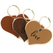 Southern sleutelhanger "nature" cognac hart #