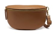 M&M leather fashion buiktas "M" cognac goud #