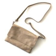M&M leather fashion schoudertas vlak beige #