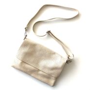 M&M leather fashion schoudertas vlak lichtbeige #