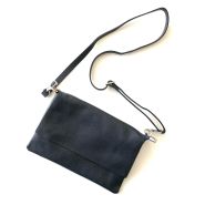 M&M leather fashion schoudertas vlak donkerblauw #