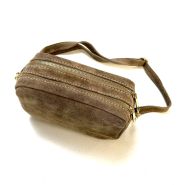 M&M leather fashion schoudertas nubuck taupe #