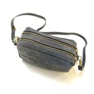 M&M leather fashion schoudertas nubuck antraciet #