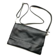 M&M leather fashion schoudertas vlak zwart #