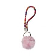 Sleutelhanger 0006-0451 Pompon met band rose #