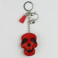 Sleutelhanger 0006-0014 Glitter doodshoofd rood #