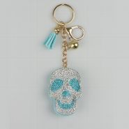 Sleutelhanger 0006-0014 Glitter doodshoofd blauw #