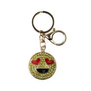 Sleutelhanger 0006-0052 glitter smile met harten ogen #