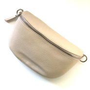 M&M leather fashion buiktas "M" l.beige zilver #