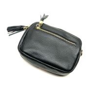 M&M leather fashion schoudertas zwart #