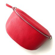 M&M leather fashion buiktas "M" rood zilver #