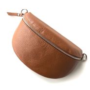 M&M leather fashion buiktas "M" cognac zilver #