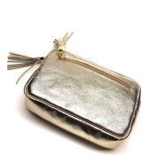 M&M leather fashion schoudertas zilver metallic #