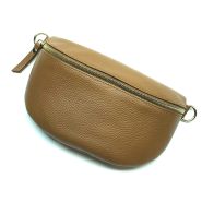 M&M leather fashion buiktas "M" cognac goud #