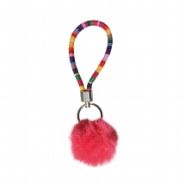 Sleutelhanger 0006-0451 Pompon met band pink #