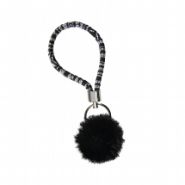 Sleutelhanger 0006-0451 Pompon met band zwart #