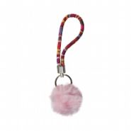 Sleutelhanger 0006-0451 Pompon met band rose #