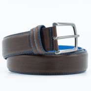 Combi ceintuur 35 mm blauw/bruin #
