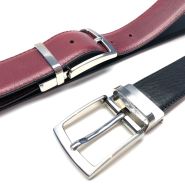 Turn buckle ceintuur 35 mm zwart/bordeaux #