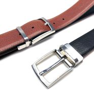 Turn buckle ceintuur 35 mm zwart/cognac #